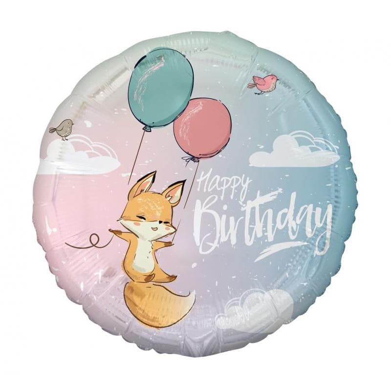 Balon bez helu: Happy Birthady, lisek, 18″ Balony foliowe Szalony.pl - Sklep imprezowy