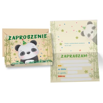 Zaproszenie – Panda, 5 szt Zaproszenia Szalony.pl - Sklep imprezowy