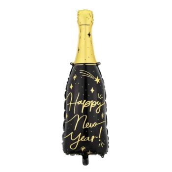 Balon bez helu: Szampan, Happy New Year, 10×30″ – Balony bez helu – Szalony.pl