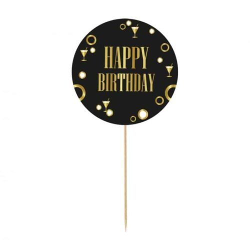 Topper - Happy Birthday, party, czarny