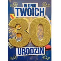 Kartka urodzinowa – 30 urodziny, brokat, męska – Kartki okolicznościowe – Szalony.pl