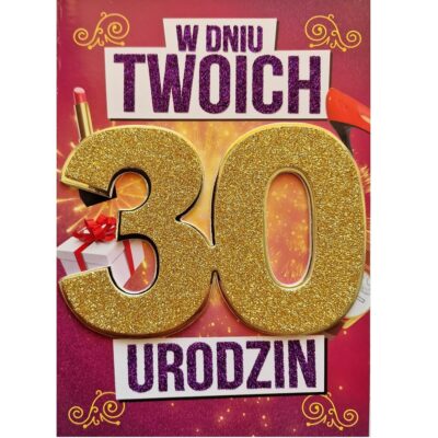 Kartka urodzinowa – 30 urodziny, brokat, damska Kartki na 30 urodziny Szalony.pl - Sklep imprezowy