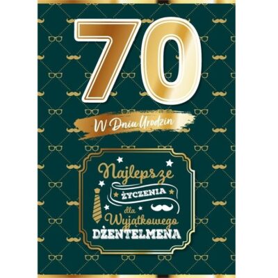 Kartka urodzinowa – 70 lat, Dżentelman, zielony Kartki na 70 urodziny Szalony.pl - Sklep imprezowy