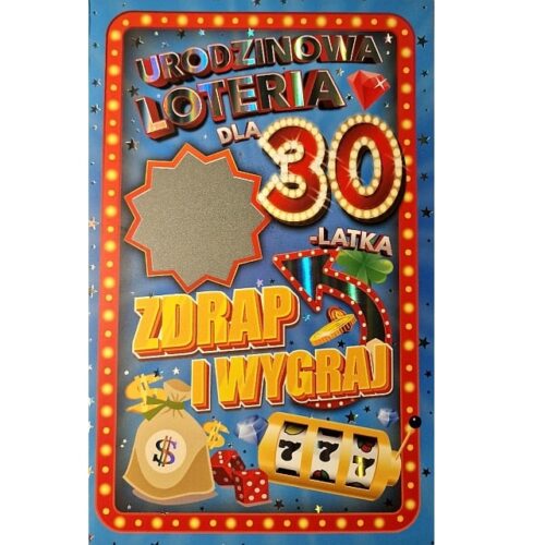 Kartka urodzinowa - Loteria 30 lat, męska