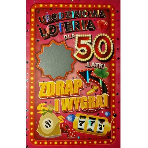 Kartka urodzinowa - Loteria 50 lat, damska