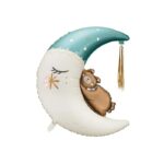 Balon bez helu: Miś na księżycu, niebieski 71x86cm – Balony bez helu – Szalony.pl