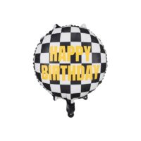 Balon bez helu: Happy Birthday, szachownica 18” – Balony bez helu – Szalony.pl