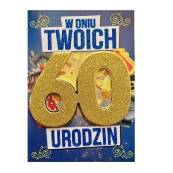 Kartka urodzinowa – 60 urodziny, brokat, męska – Kartki na 60 urodziny – Szalony.pl