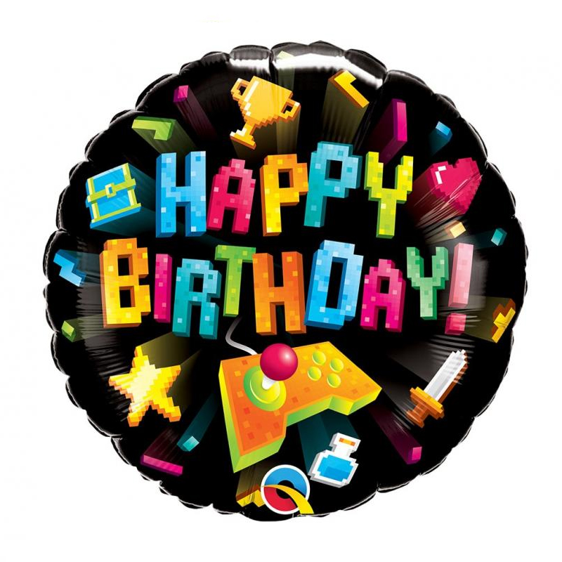 Balon z helem: Happy Birthday – Gaming, 45 cm Balony na Urodziny Szalony.pl - Sklep imprezowy