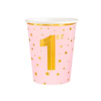 Kubeczki papierowe – 1st Birthday, różowy – Kubeczki papierowe – Szalony.pl