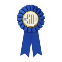 Kotylion urodzinowy “Już 50-ka?”, niebieski – Kotyliony i Przypinki – Szalony.pl