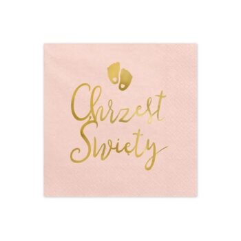 Serwetki – Chrzest Święty, 33x33cm różowy – Dekoracje na Chrzest – Szalony.pl