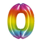 Balon bez helu: cyfra 0 – 76cm, tęczowa – Balony bez helu – Szalony.pl