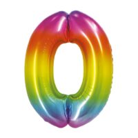 Balon bez helu: cyfra 0 – 76cm, tęczowa – Balony bez helu – Szalony.pl