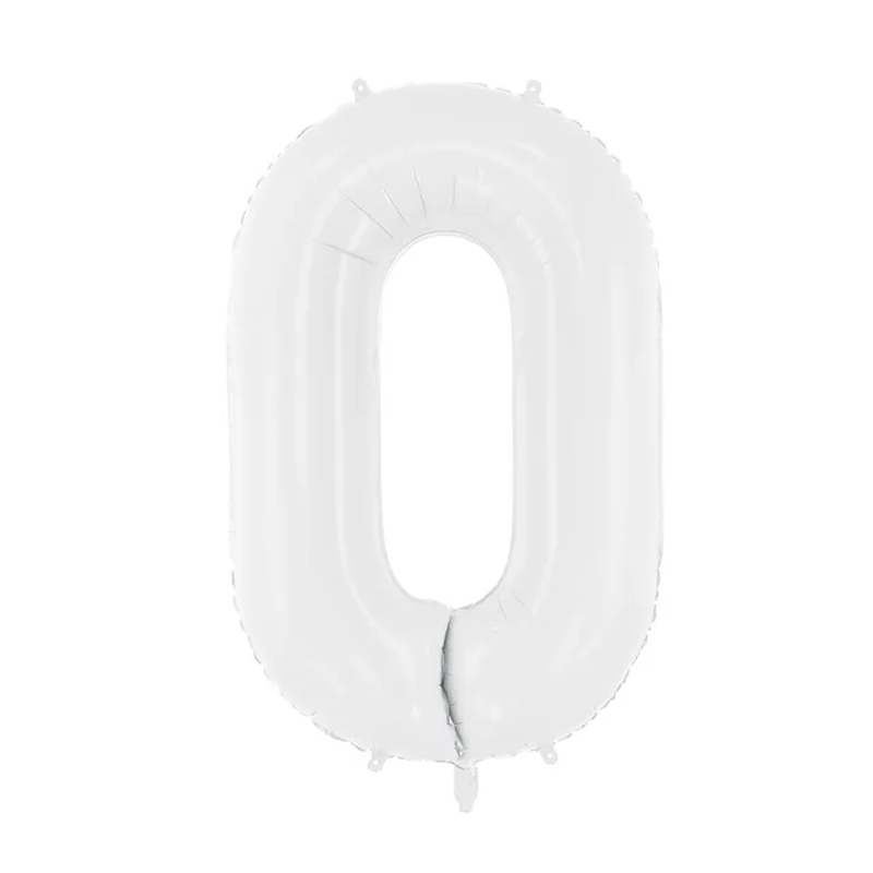 Balon z helem: cyfra 0, biały, 86cm Balony na 30 urodziny Szalony.pl - Sklep imprezowy