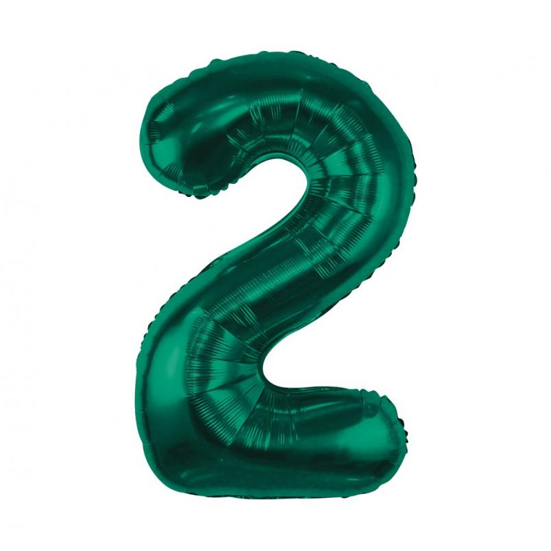 Balon bez helu: cyfra 2 – 85cm, butelkowy zielony Balony bez helu Szalony.pl - Sklep imprezowy