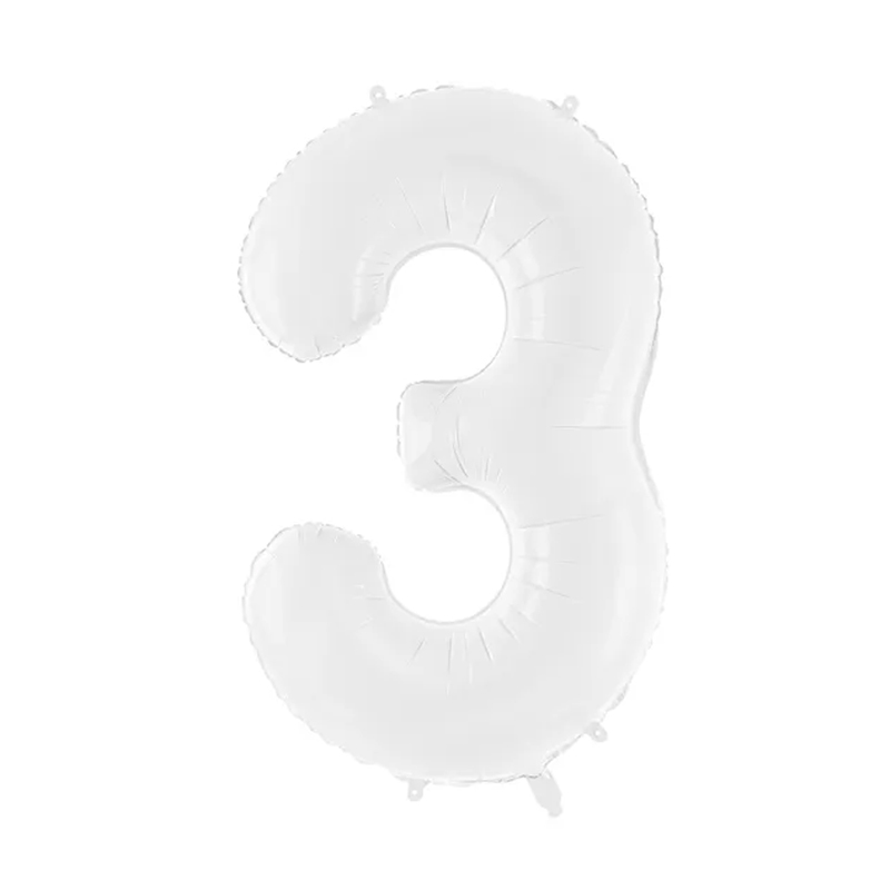 Balon z helem: cyfra 3, biały, 86cm Balony na 30 urodziny Szalony.pl - Sklep imprezowy