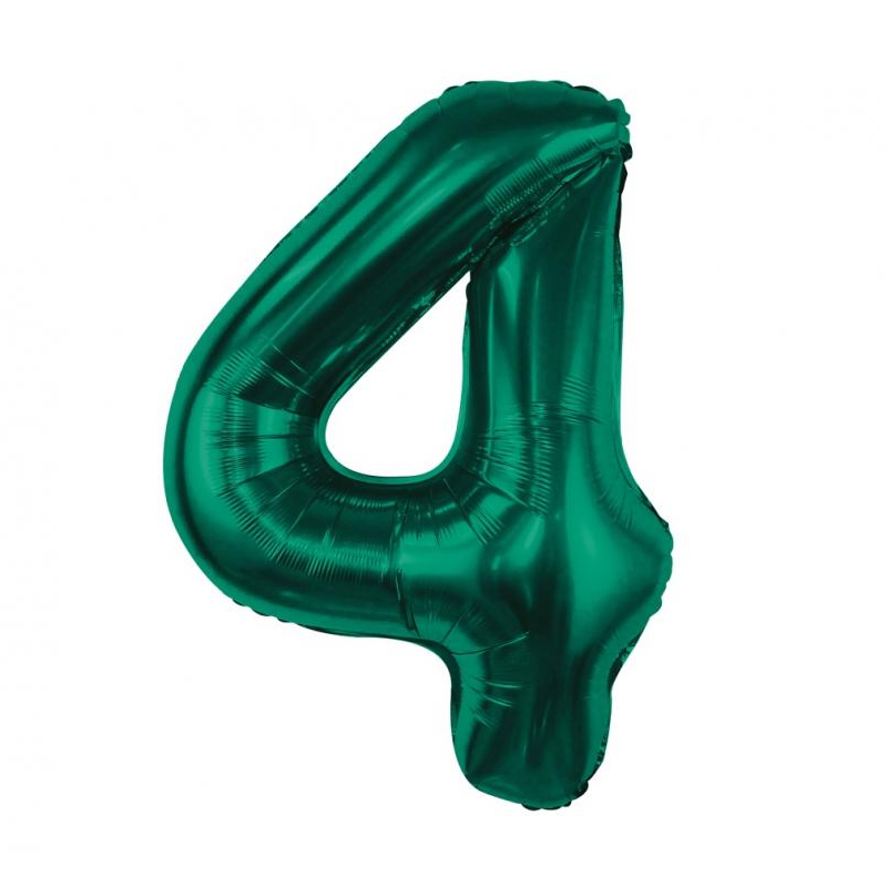 Balon bez helu: cyfra 4 – 85cm, butelkowy zielony Balony bez helu Szalony.pl - Sklep imprezowy
