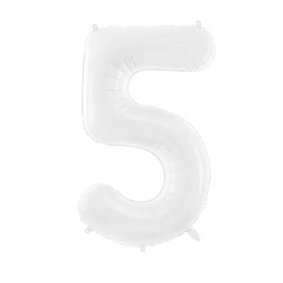 Balon z helem: cyfra 5, biały, 86cm Balony na 50 urodziny Szalony.pl - Sklep imprezowy