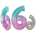Balon z helem: cyfra 6 - 78cm, kosmos Balon z helem: cyfra 6 - 78cm, kosmos