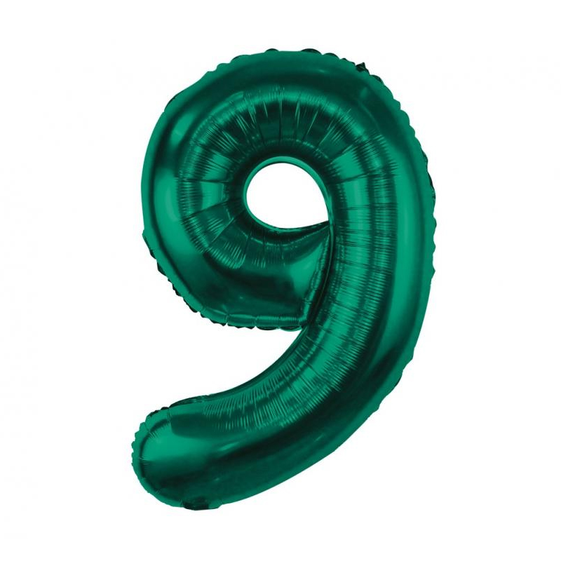 Balon bez helu: cyfra 9 – 85cm, butelkowy zielony Balony bez helu Szalony.pl - Sklep imprezowy