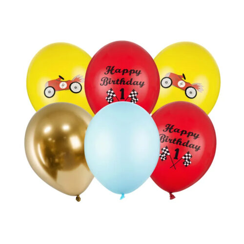 Balony bez helu: Happy bday, 30cm, 6szt.