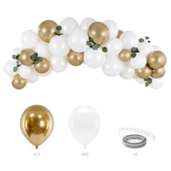 Girlanda balonowa – biało-złota, 200cm – Dekoracje imprezowe – Szalony.pl