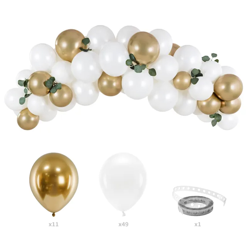 Girlanda balonowa – biało-złota, 200cm Dekoracje imprezowe Szalony.pl - Sklep imprezowy