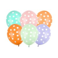 Balony bez helu: Kropki, 30cm, 6szt. – Balony gumowe – Szalony.pl