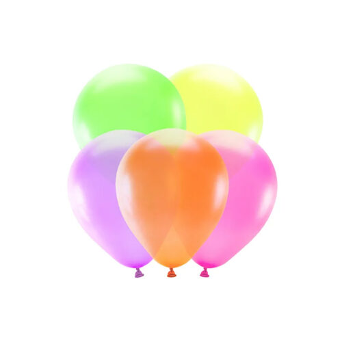 Balony bez helu: Neonowe, 25cm, 5szt.