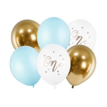 Balony bez helu: 30cm, One, Pastel Blue, 6szt. – Balony gumowe – Szalony.pl