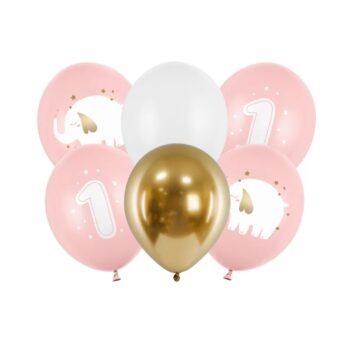 Balony bez helu: Roczek, Baby Pink, 30cm, 6szt. – Balony gumowe – Szalony.pl