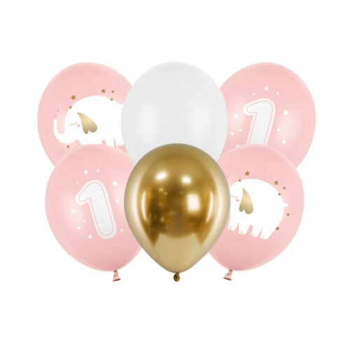 Balony bez helu: Roczek, Baby Pink, 30cm, 6szt.