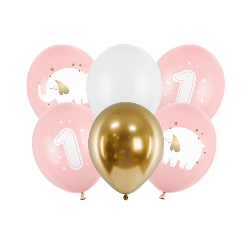 Balony bez helu: Roczek, Baby Pink, 30cm, 6szt. Balony gumowe Szalony.pl - Sklep imprezowy