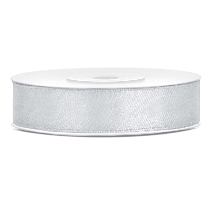 Tasiemka satynowa – srebrna, 12mm/25m – Wszystkie produkty – Szalony.pl