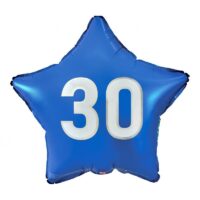 Balon bez helu: Gwiazdka “30”, niebieska, 19” – Balony bez helu – Szalony.pl