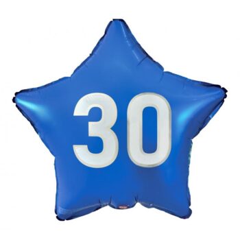 Balon bez helu: Gwiazdka “30”, niebieska, 19” – Balony bez helu – Szalony.pl