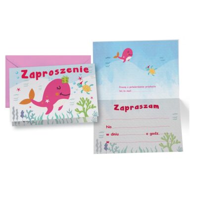 Zaproszenia- Różowy wielorybek – Zaproszenia – Szalony.pl