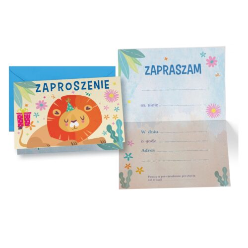 Zaproszenia- Lew, 5 szt