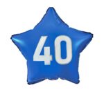 Balon bez helu: Gwiazdka “40”, niebieska, 19” – Balony bez helu – Szalony.pl