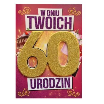 Kartka urodzinowa – 60 urodziny, brokat, kobieta – Kartki na 60 urodziny – Szalony.pl