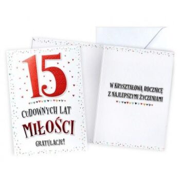 Kartka okolicznościowa – 15 cudownych lat miłości – Kartki na rocznicę ślubu – Szalony.pl
