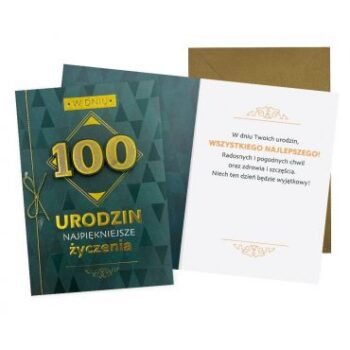 Kartka okolicznościowa – 100 urodziny, złoto – Kartki na 100 urodziny – Szalony.pl