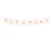 Baner “Mąż i żona”, 15×110 cm, różowo-złoty – Dekoracje imprezowe – Szalony.pl