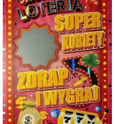 Kartka urodzinowa - Loteria, różowa uniwersalna. Szalony.pl - Sklep imprezowy.