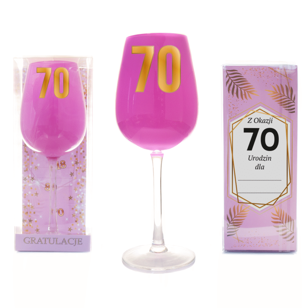 Kieliszek urodzinowy - 70 różowy