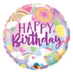 Balon bez helu: Happy Birthday, cukierkowy, 18″ – Balony bez helu – Szalony.pl