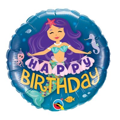 Balon bez helu: Happy Birthday, syrenka – Dekoracje imprezowe – Szalony.pl