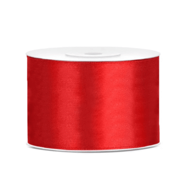 Tasiemka satynowa – czerwona, 50mm/25m – Dekoracje imprezowe – Szalony.pl