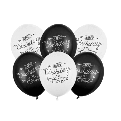 Balon gumowy, happy birthday, 6 szt.